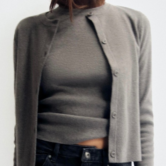 Zara Taupe Top and Cardigan Set - Picture 1 of 1